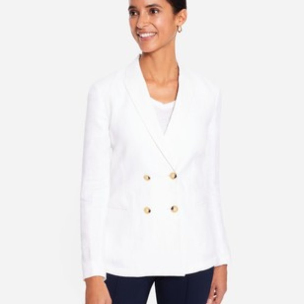 J. McLaughlin Ressie Linen Double Breasted Blazer Size 10.